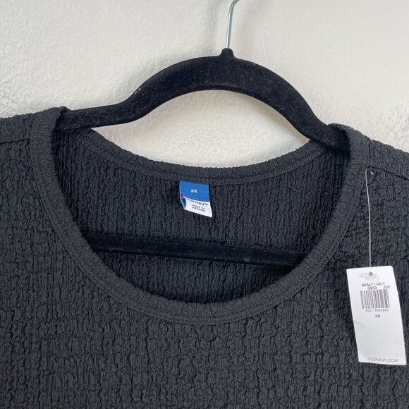 NEW Old Navy Womens Plus 3X Black Textured Long Sleeve Shirt Stretch Top - Picture 8 of 10